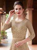 Golden Glamour Embroidered Flared Anarkali Suit