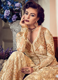 Golden Glam Detail Embroidered Flared Anarkali Lehenga/Pant Suit