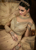 Golden Overall Embroidered Net Anarkali Suit