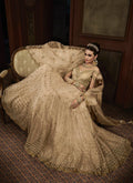 Golden Overall Embroidered Net Anarkali Suit