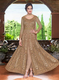 Golden Glamour Embroidered Slit Style Anarkali Suit