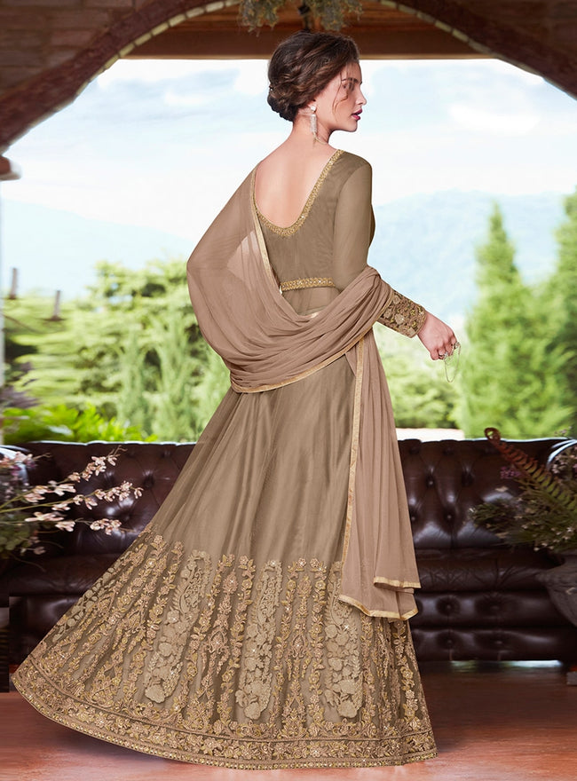 Golden Glamour Embroidered Slit Style Anarkali Suit