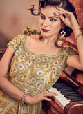 Golden Yellow Designer Embroidered Anarkali Lehenga/Pant Suit