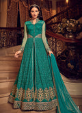Green All Slit Style Embroidered Lehenga/Pant Suit