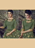 Green And Golden Embroidered Flared Anarkali Suit