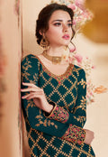 Green And Red Embroidered Gharara Palazzo Suit