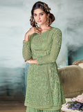 Green Glamour Angrakha Style Embroidered Gharara Suit