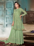 Green Glamour Angrakha Style Embroidered Gharara Suit