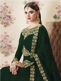 Green Embroidered Georgette Anarkali Suit