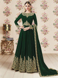 Green Embroidered Georgette Anarkali Suit