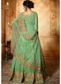 Green Delicately Embroidered Kalidar Anarkali Suit