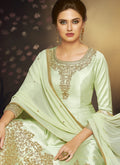 Green Glam Embroidered Floor Length Anarkali Suit