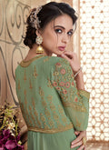 Green Glam Multi Embroidered Flared Anarkali Suit