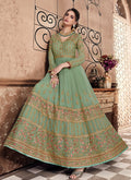 Green Glam Multi Embroidered Flared Anarkali Suit