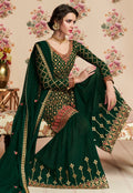 Green Overall Embroidered Gharara Palazzo Suit