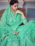 Green Glam Chikankari Embroidered Anarkali Suit