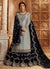 Grey And Navy Blue Dual Bottom Lehenga/Pant Kurti Set