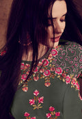 Grey And Pink Embellished Anarkali Suit