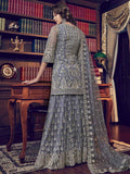 Grey Designer Embroidered Pakistani Gharara Suit