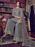Grey Designer Embroidered Pakistani Gharara Suit