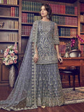 Grey Designer Embroidered Pakistani Gharara Suit