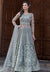 Grey Embroidered Net Anarkali Lehenga Kurti Set