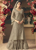 Grey Glam With Multi Embroidery Flared Sharara Suit