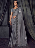 Grey Glam Overall Pearl Embroidered Designer Saree