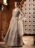 Grey Net And Satin Embroidered Lehenga Kurti Set