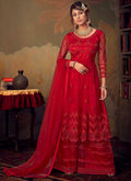Bridal Red Designer Anarkali Gharara Suit