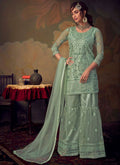 Mint Green Designer Anarkali Gharara Suit