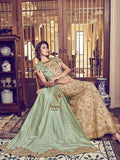 Light Green Overcoat Style Embroidered Anarkali Suit