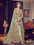 Light Green Embroidered Wedding Anarkali Lehenga/Pant Suit