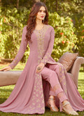 Light Pink Golden Embroidered Slit Style Anarkali Suit
