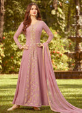 Light Pink Golden Embroidered Slit Style Anarkali Suit