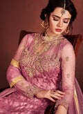 Light Purple Fully Embroidered Flared Palazzo Suit