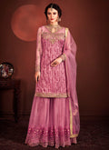 Light Purple Fully Embroidered Flared Palazzo Suit