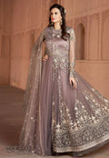 Light Purple Multi Embroidered Net Anarkali Suit