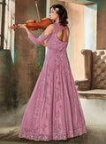 Light Purple Traditional Embroidered Flared Anarkali Suit