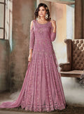 Light Purple Traditional Embroidered Flared Anarkali Suit