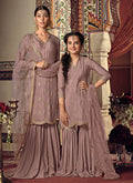 Light Purple Embellished Gharara Palazzo Suit