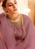 Light Purple With Golden Touch Embroidered Gharara Suit