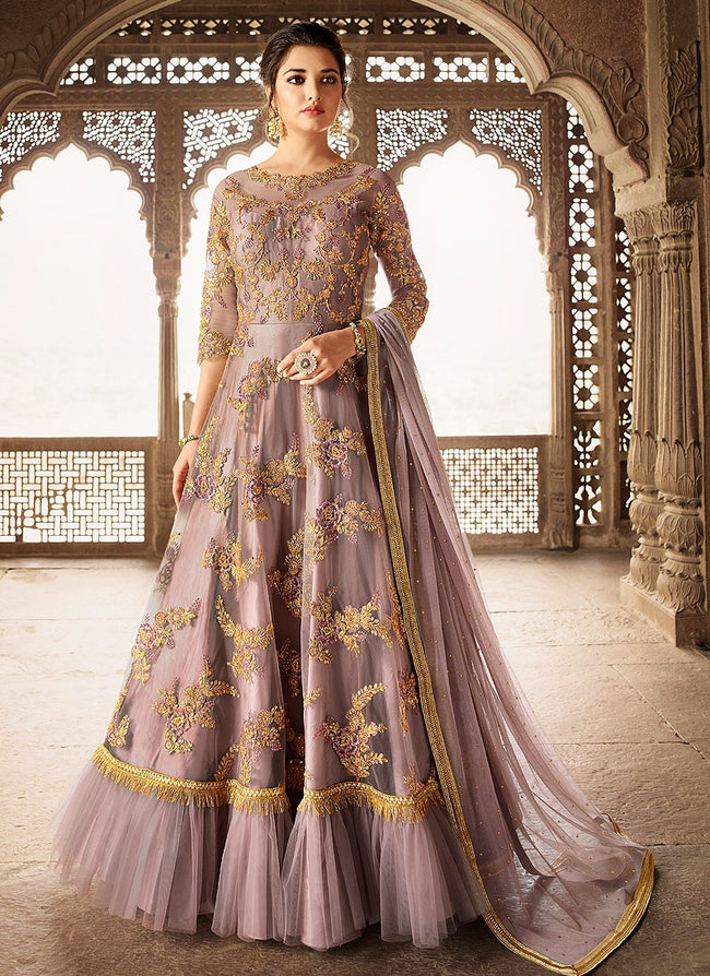 Light Purple Overall Embellished Anarkali Suit