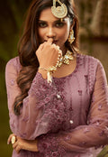 Lilac Purple Embroidered Palazzo Suit