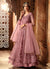 Lilac Purple Net And Satin Embroidered Lehenga Kurti Set