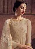 Indian Clothes - Beige Pakistani Salwar Kameez 