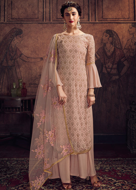Baby Pink Pakistani Palazzo Suit