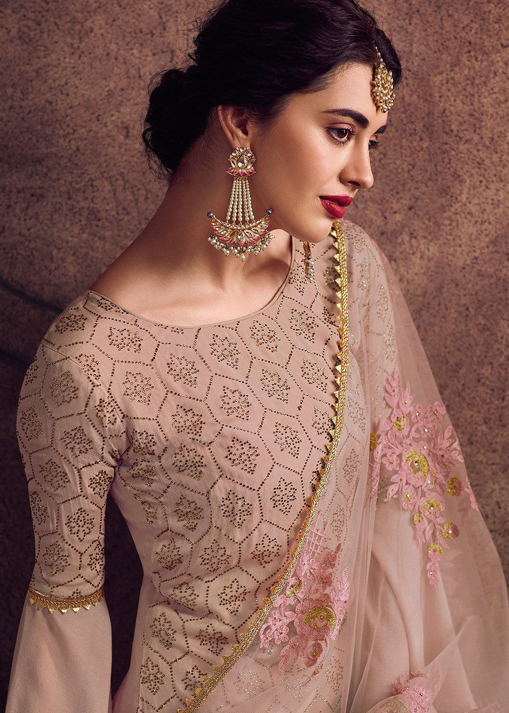Indian Clothes - Baby Pink Pakistani Palazzo Suit