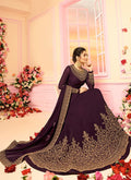 Magenta With Traditional Embroidered Detail Designer Kalidar Anarkali Suit
