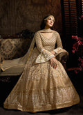 Golden Beige Embroidered Layered Anarkali Suit